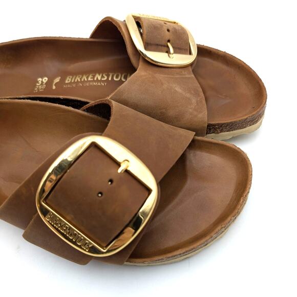 Birkenstock Madrid Big Buckle Sandals Unisex Cognac Size W8/M6 EU39 - Picture 9 of 13